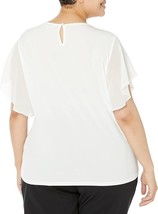 Calvin Klein Women&#39;s Layered Mixed Media Blouse Top Plus Size 2X Soft White - £27.08 GBP