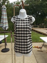 Nwot Ann Taylor Cute Black&amp;Gray Plaid Top M - £15.81 GBP