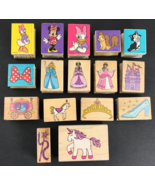 Disney Rubber Stamps Lot of 16 Princess Castle Slipper Crown Minnie Mous... - €8,40 EUR