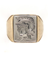 10k Yellow Gold Ring with Silver Warrior Intaglio Men&#39;s Size 9.75 (#J6632) - $11,550.63 MXN