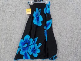 Favant Girls Butterfly Dress SZ 6 Black W Blue Hibiscus Elastic Front Bo... - $14.99