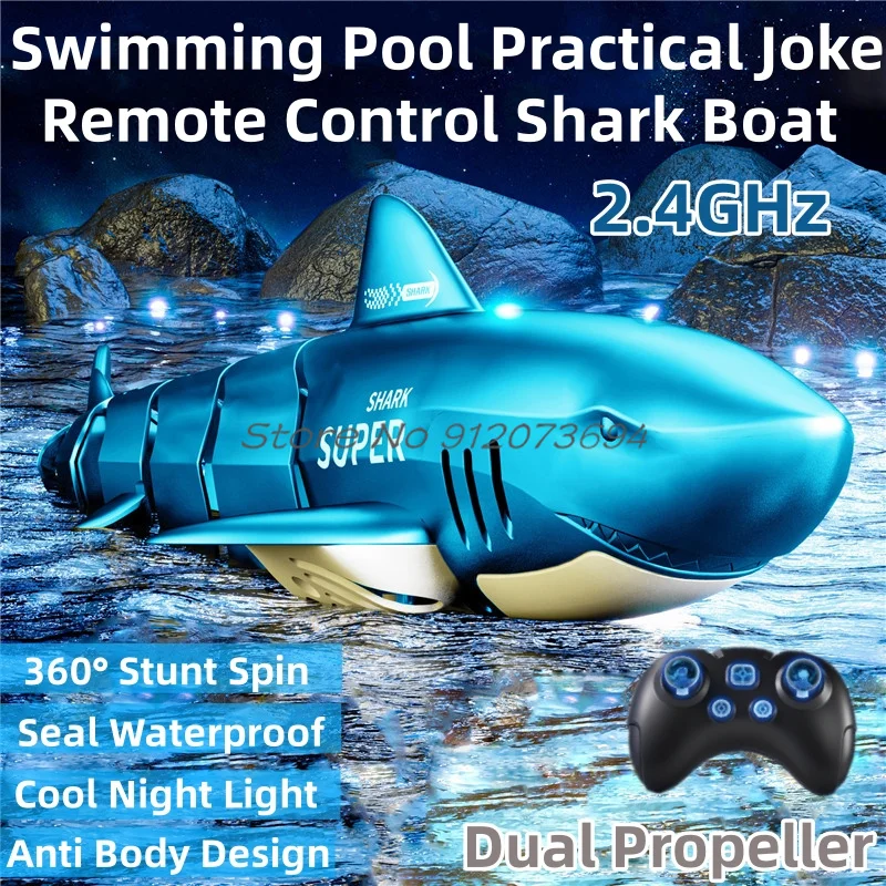 Swimming Pool Prank Remote Control Shark Boat 2.4G Simulation Move Design Strong - £35.97 GBP+