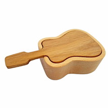 Wooden box in the shape of a guitar solid wood 12.5x7x3 cm jewelry box NEW - £22.11 GBP