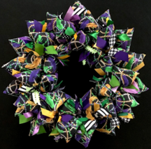 Party Mardi Gras Wreath Decor with Purple, Green, Golden Yellow Beads Feathers - £42.27 GBP