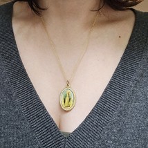 Vintage Gold Miraculous Medal Virgin Mary Medallion Necklace - $34.99