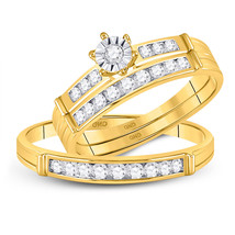 14kt Yellow Gold His &amp; Her Round Diamond Matching Bridal Wedding Ring Set - £628.51 GBP
