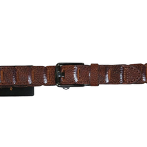 Men Genuine Leather Belt PIERO ROSSI Turkey Crocodile print Hand Stich 69 Cognac image 3