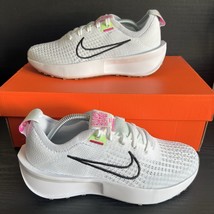 Nike Women&#39;s Interact Run Running Shoe Sz 6 White Grey Sneaker FD2292-10... - $49.45
