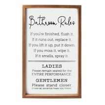 Bathroom Rules Sign House Warming Gifts For New Home - Farmhouse Toilet Decorati - £32.07 GBP