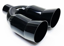 Exhaust Tip 2.25&quot; Inlet Dual 3.00&quot; Turn Up Outlet 11.00&quot; WDTU30011-225-GBK-SS 30 - £39.90 GBP