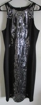 Women&#39;s David Meister Black and Silver Sequin Dress Size 12 - $3,814.91 MXN