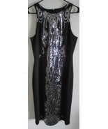Women&#39;s David Meister Black and Silver Sequin Dress Size 12 - €173,68 EUR
