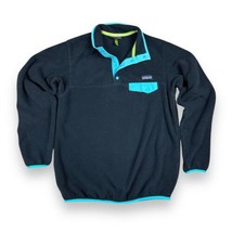 Patagonia Synchilla Snap T Fleece Jacket Black Teal Women’s L Pullover Pocket - £22.88 GBP