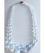 Art Deco Crystal Glass Serenity Blue Faceted Flapper 1920s Choker Necklace - $101.55 CAD
