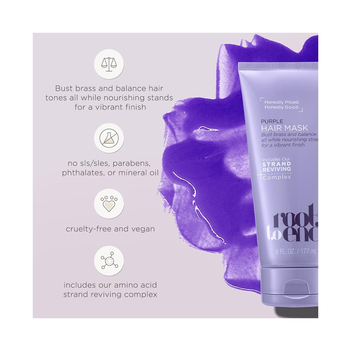 Root to End Purple Hair Mask Strand Reviving 6 fl oz - $390.61 MXN