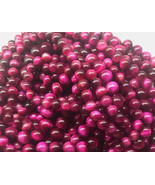 8mm Natural Tiger Eye Round Beads, Magenta, 1 15in Strand, stone, pink t... - £11.09 GBP