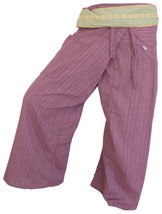 FIS07 burgundy - Yoga Sport Wrap Trousers Fisherman Thailand Cotton pant... - $19.99