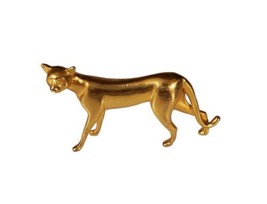 Vintage The Franklin Mint Curio Cabinet Cat 1986 Art Deco Gold Cat Figurine - $17.42