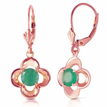 1.1 Carat 14K Solid Rose Gold Emerald Flower Bloom Gemstone Earrings - £335.88 GBP