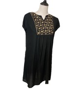 Lapogee Women’s Black Dress Gold Embroidered Front Neckline Black Sz S - $25.90 CAD