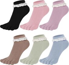 Comfortable Lace Ankle Toe Socks for Women - 6 Colorful Pairs for All Oc... - $35.59