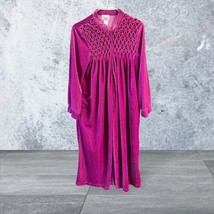 Only Necessities Fuchsia Robe Night Gown Sz M Full Zip Faux Velvet  Vintage - $36.37