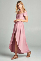 Off Shoulder Solid Jersey Romper Maxi - $61.68 CAD