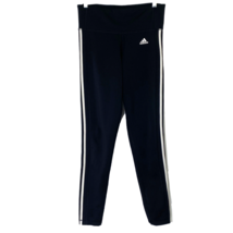 Adidas Womens size Medium Athletic Pants Stretch Yoga Leggings 3 Stripe Black - £17.58 GBP