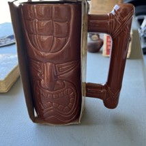 ISLAND HERITAGE Ceramic Stein Mug 6&quot; Tiki 12oz Brown New - $10.84