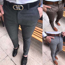 Pure color fit casual men's trousers - £12.58 GBP+