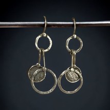 Silpada Sterling Silver Oxidized Hammered Circle Disc Dangle Drop Earrings W1549 - $65.00