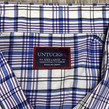 Untuckit Men&#39;s Sz XXXL Checker Long Sleeve Blue Button Shirt - $19.79