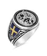 Swedish  Lion  Mens Coin ring   Sterling silver .925 - $115.46 CAD