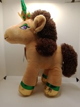 Afro Unicorn Plush Tan Brown Green w/ Gold Earrings Stuffed Animal 2024 Dan Dee - £12.70 GBP