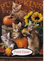 Lot of 4 Cute Kittens Thanksgiving Card, Fall, or Halloween Cards w/Enve... - $8.86