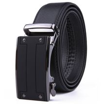 HOT Black Men&#39;s Belt Leather Ratchet Belts Automatic Buckle 1.37inch Wid... - £11.83 GBP