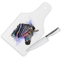 Zebra Face Colors Rainbow : Gift Cutting Board Safari Animal Wild Nature Waterco - $28.99