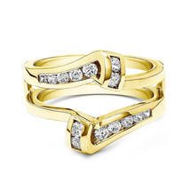 1/2ct Diamante Redondo 14K Amarillo Oro Sobre Bypass Giro Potenciador Chaqueta - £186.78 GBP