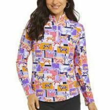 NWT IBKUL Radmodog Orange Plum Long Sleeve Mock Golf Shirt - XS S M L XL XXL   image 2