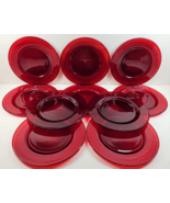 10) Arcoroc Vercors Ruby Dinner Plates Set Red Textured Table Dishes Cri... - $213.07 CAD