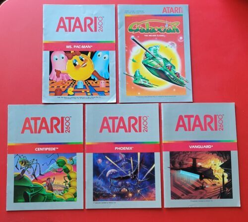 Primary image for Atari 2600 Silver Label Instruction Manuals Lot 5 Centipede Galaxian Ms Pacman