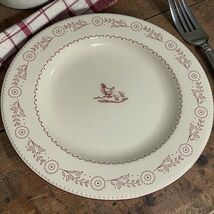 “Country Living” Red White Floral Transferware Hen Chicks Ceramic Dinner... - $19.87