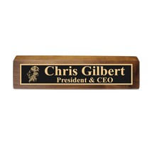 Desk Wedge Name Plate - PERSONALIZED - Lion - 11 Inches (Black Piano) - $43.11