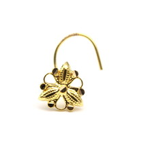 Indian Floral Style 18k Real Solid Gold Women Twisted Nose Stud 24g - £49.95 GBP