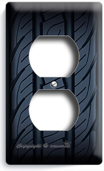 SPORTS CAR BLACK RACING TIRE LOOK OUTLET WALL PLATES COVER MAN CAVE GARAGE DECOR