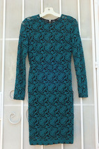 Forever 21 ~ Sz M Teal Floral Lace Over Black Lined Dress ~ Ships Free - £20.03 GBP