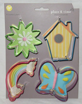 Wilton 4-Piece Cookie Cutter Set Metal Spring Foodcrafting Birdhouse Butterfly - £13.14 GBP