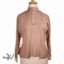 Vintage Beige Heller Jersey Top w Tags Removable Cuffs &amp; Collar Sz 34 - ... - £47.19 GBP