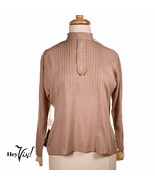 Vintage Beige Heller Jersey Top w Tags Removable Cuffs &amp; Collar Sz 34 - ... - $60.00