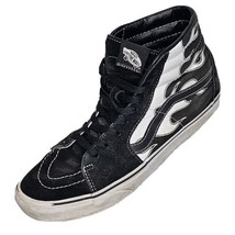 Vans Sk8-Hi Flames Shoes Mens 9 Black White Suede High Top Fire Skater - £22.27 GBP
